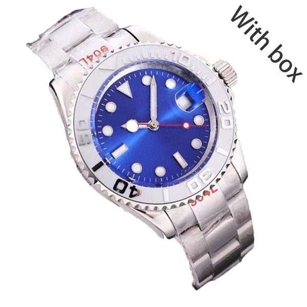 

men's watch designer watches yacht 41mm automatic watch classic leather 904l stainless steel sapphire with box business montre blue dia, Slivery;brown
