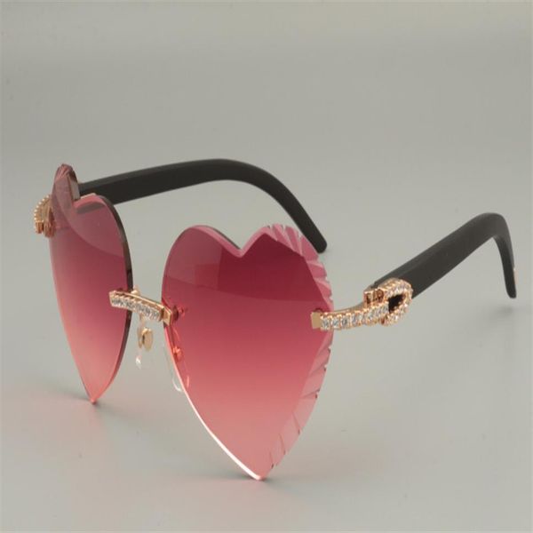 

-selling high-quality heart-shaped engraving lens sunglasses diamond natural red black wooden sunglasses 8300686-a size 582684, White;black