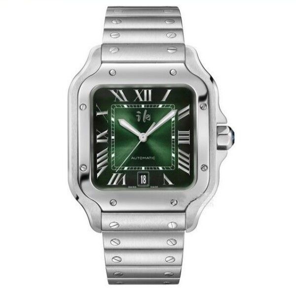 

new arrival luxury stainless watches green face automatic watch mechanical wristwatches 519, Slivery;brown