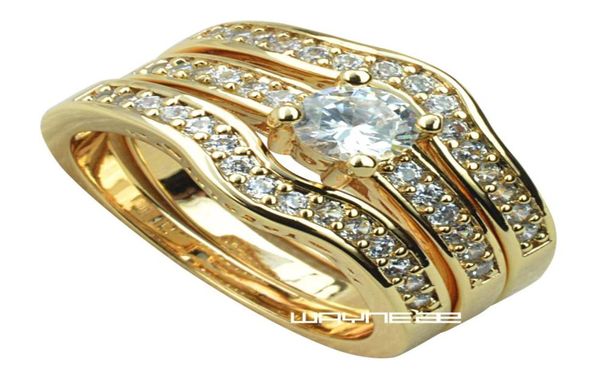 

18k yellow gold fille engagement wedding ring sets w crystal r179 mu6639642, Silver