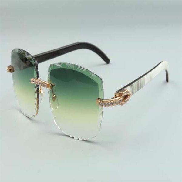 

2021 designers sunglasses 3524023 medium diamonds cuts lens natural hybrid buffalo horn temples glasses size 58-18-140mm288m, White;black