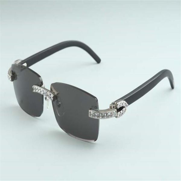 

20 natural black horn mirror lens 3524012 -b6 luxury xl diamond sunglasses size 56-18-140mm glasses314u, White;black