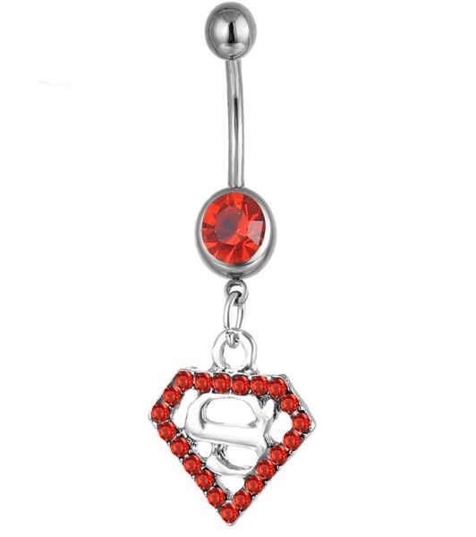 

d0422 red color belly navel button ring0123456789106461807, Silver