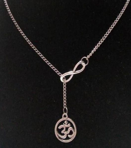 

lucky 8brass knuckle dustersaum ohm om yogaguardian angelign of the hornsinfinity charm sweater chain necklace diy women jewe401819685265, Silver