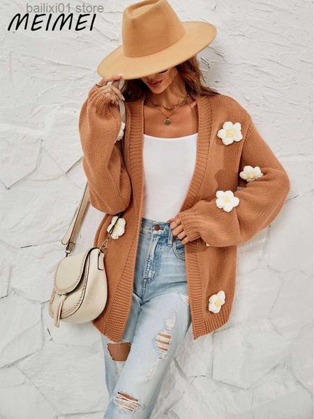 

women's sweaters 3d flower v neck long sleeve ins style cardigan women sweater spring winter sweet kintted coat cute floral sweater str, White;black
