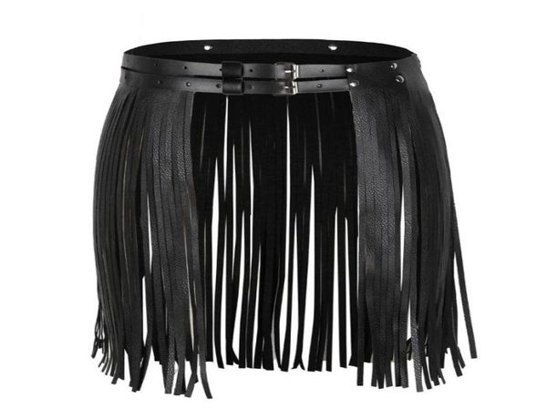 

skirts 1pc womens fringe tassel skirt belt for dancing adjustable faux leather clubwear waistband stage performance costume5112569, Black