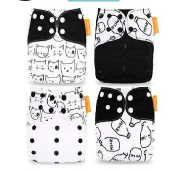 

4pcs u pick happy flute newborn baby diaper nb pocket cloth diapers bamboo charcoal inner waterproof pul outer double gussets3895623