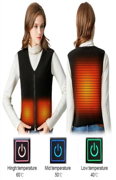 

women electric heated vest winter heating waistcoat thermal warm clothing outdoor hiking vests feather jackets usb infrared1333371, Black;white