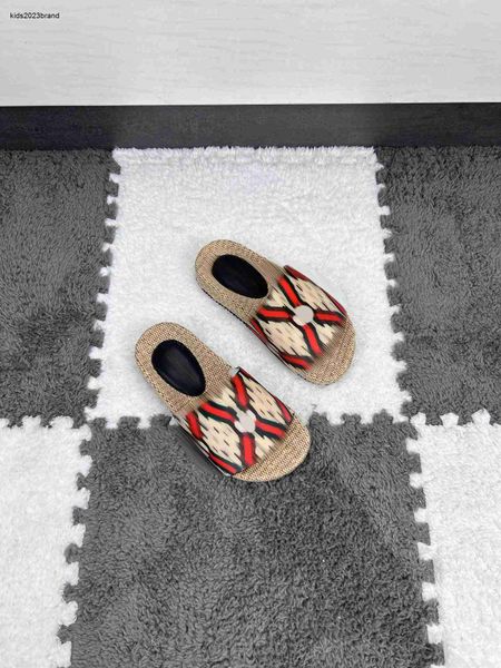 

designer slides kids sandals letter flower print baby slippers size 26-35 summer child shoes box packaging june25, Black;grey