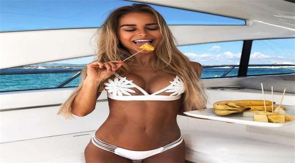 

women summer swimwear bikini set bra tie side gstring thong beach triangle hollow out suit swimsuit bathing women039s3488476, White;black