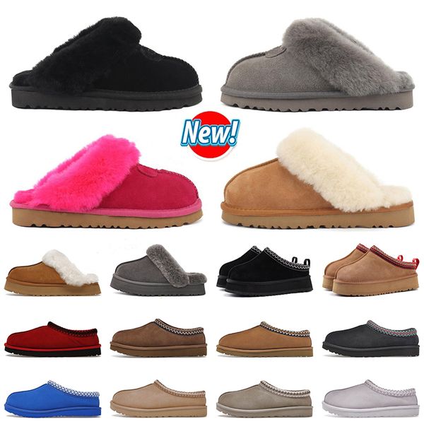 

2023 fluff fuzz oh yeah slide slipper designer australian wgg classic snow half slippers scuffette ii woman girl kids winter flat australia, Black