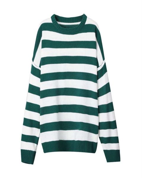 

od wangrt men pullover sweater basic color between green and white stripes273x5855313, White;black