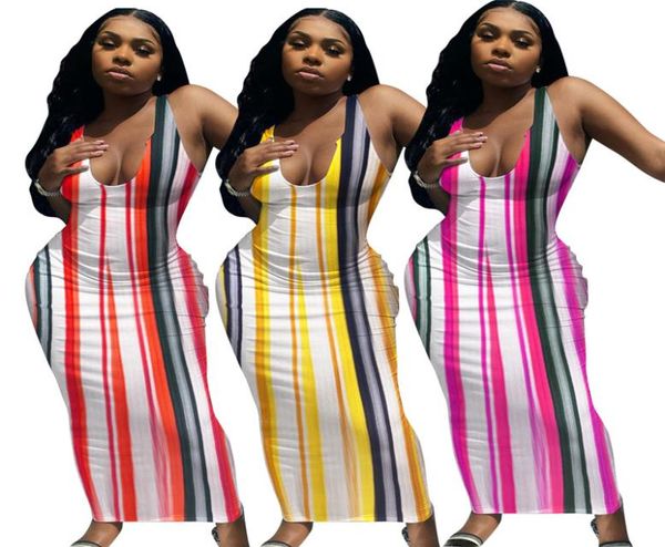 

women maxi dresses plus size 2xl striped onepiece dress casual slip floorlength skirts beach wear summer clothes skinny lon4037730, Black;gray