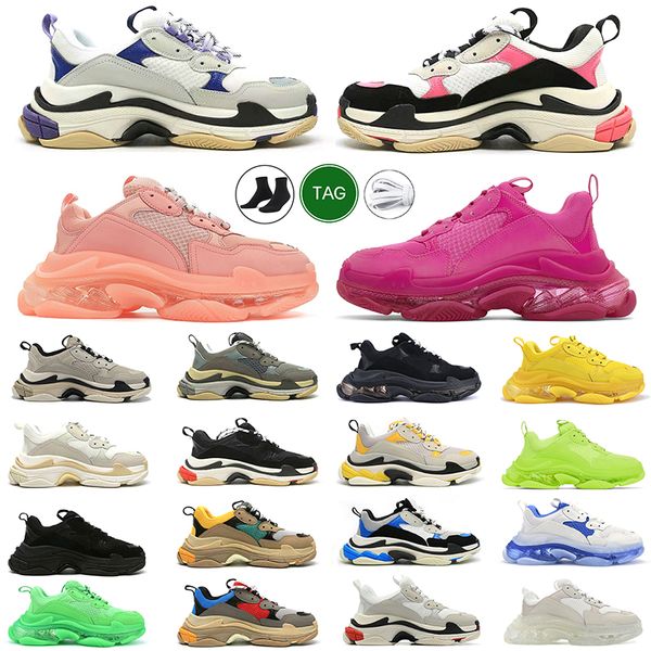 

2023 triple s sneaker luxury designer running shoes men women black white pink red fluorescent green green yellow bred mens platform trainer