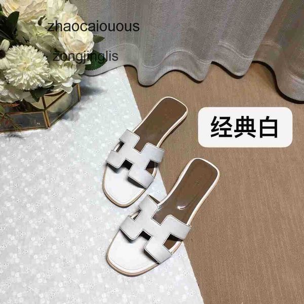

oran summer herm shoes slipper versatile slippers bear color women's designer sandal matching leather one line for tourism wear flat bo