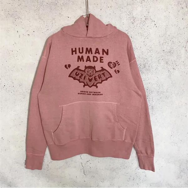 

vintage hoodie men women 1 quality heavy fabric pattern pullover oversized sweatshirts, Black