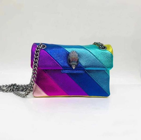 

kurt geiger shoulder bags designer luxury rainbow eagle chain handbag lady slingbag jointing colorful crossbody purse patchwork french minor