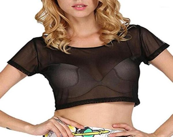 

women039s tshirt women summer long sleeve mesh black tees cropped solid color slim tshirts spring fishnet plus size 9885462, White