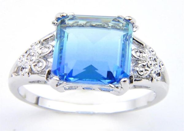 

whole luckyshien new 10 pcs lot retro 925 silver bicolored tourmaline crystal zircon silver wedding jewelry rings for women325s5995114, Slivery;golden