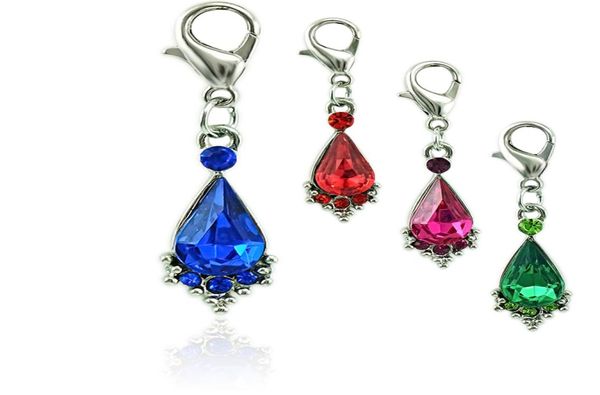 

fashion lobster clasp charms dangle plastics crystal rhinestone water drop diy charms for jewelry making accessories2690219, Bronze;silver