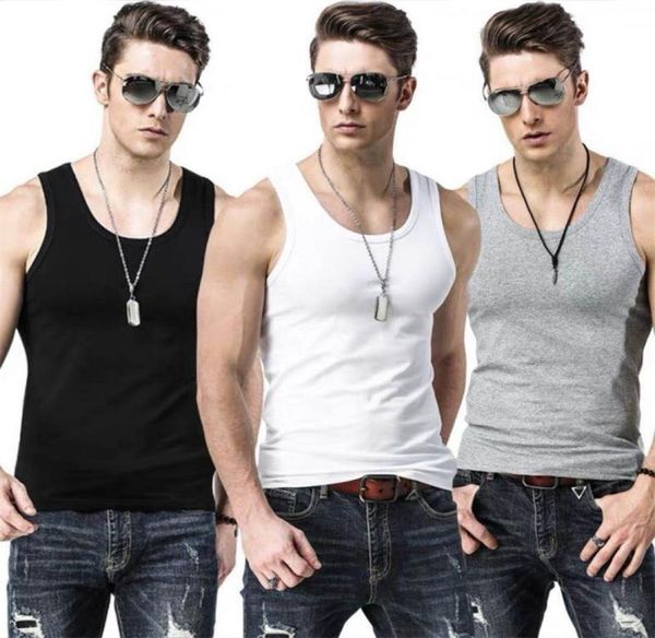 

3pcslot men039s t shirt cotton underwear sleeveless tank solid muscle vest undershirts oneck gymclothing tshirt pure 880806, White;black