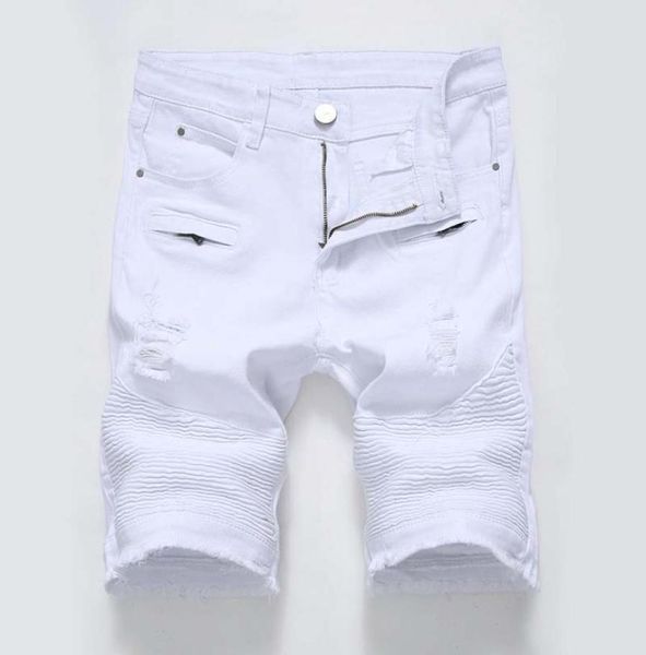 

mens jeans shorts biker short pants skinny slim ripped hole men039s denim men designer summer hight quality4875757, Blue