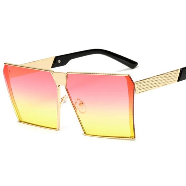 

grote frame vierkante zonnebril vrouwen metalen spiegel oversized zonnebril mannen gradi nt oculos 2018 brillen tinten uv2353, White;black