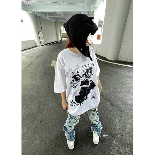 

kakazzy heavyweight short sleeve t-shirt men's and women's summer fashion brand half sleeve t-shirt european and american retro 5/, White