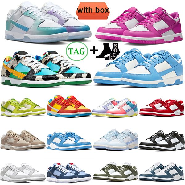 

with box casual shoes designer men womens panda white black triple pink grey fog university blue cracked orange active fuchsia mens trainers