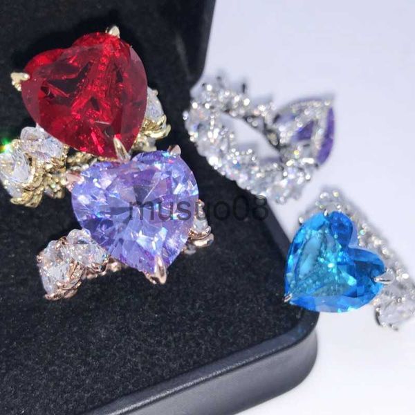 

band rings big heart rings for women wedding engagement bridal jewelry aaa cubic zirconia elegant rings gift j230817, Silver