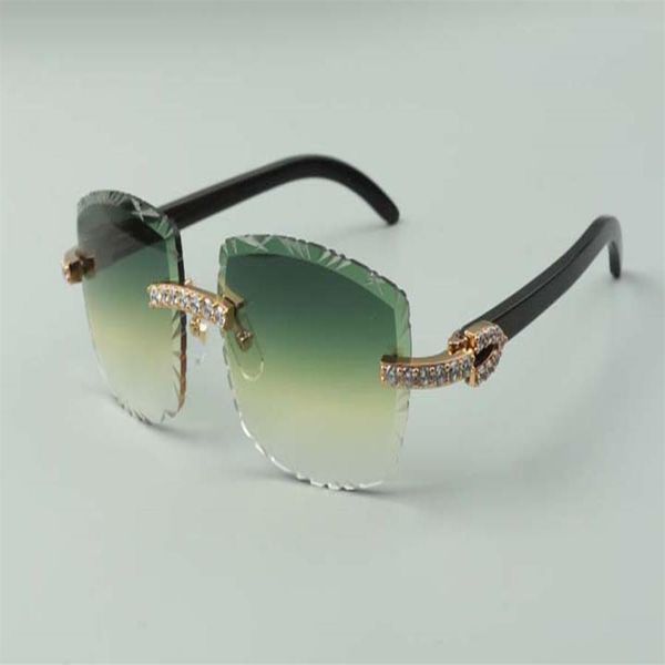 

2021 unique designers sunglasses 3524023 xl diamond cuts lens natural black ox horns temples glasses size 58-18-140mm253y, White;black