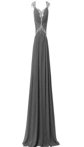 

elegant chiffon gray bridesmaid dresses aline crystals beading maid of honor dresses lace up back floor length wedding party dres46789981, White;pink