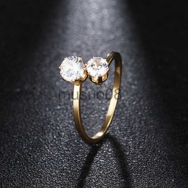 

band rings dotifi 316l stainless steel rings for women double zircon engagement wedding ring jewelry j230817, Silver
