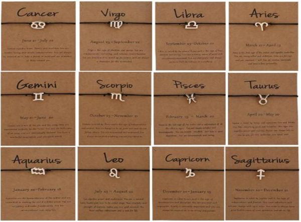 

12 constellations bracelet zodiac bracelets raceletsconstellation card adjustable black rope horoscope bracelet3056372, Golden;silver