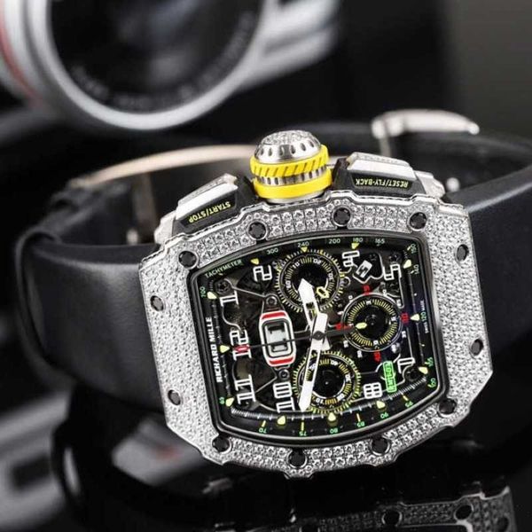 

richardmille tourbillon automatic mechanical quartz wristwatches wrist watches rm1103 original diamondset winding chronograph 18k white gold