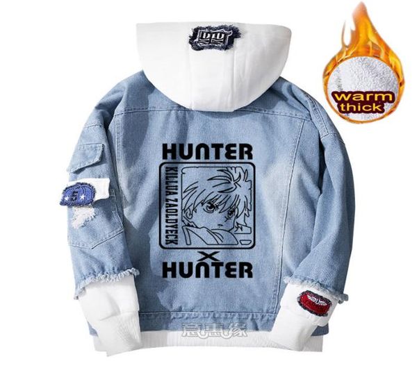 

hunter x hunter hoodie killua zoldyck cosplay coat denim jacket for men winter women jeans outerwear warm loose sweatshirt t2008134166552, Black