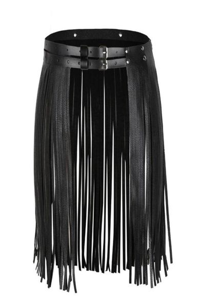 

skirts 1pc womens fringe tassel skirt belt for dancing adjustable faux leather clubwear waistband stage performance costume3096008, Black