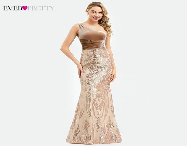 

ever pretty rose gold prom dresses long one shoulder sequined elegant formal party gowns mermaid dresses gala jurken 20193687855, White;black