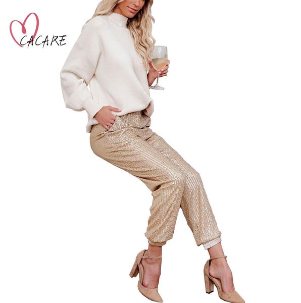 

glitter pants women belt capri pants high waisted trousers f0655 elastic pu and sequins cloth cacare5451654, Black;white