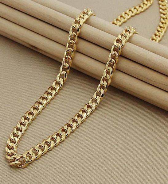 

luxury brand 8mm side 24k yellow gold filled vintage men hip hop chain necklace for male1247787, Silver