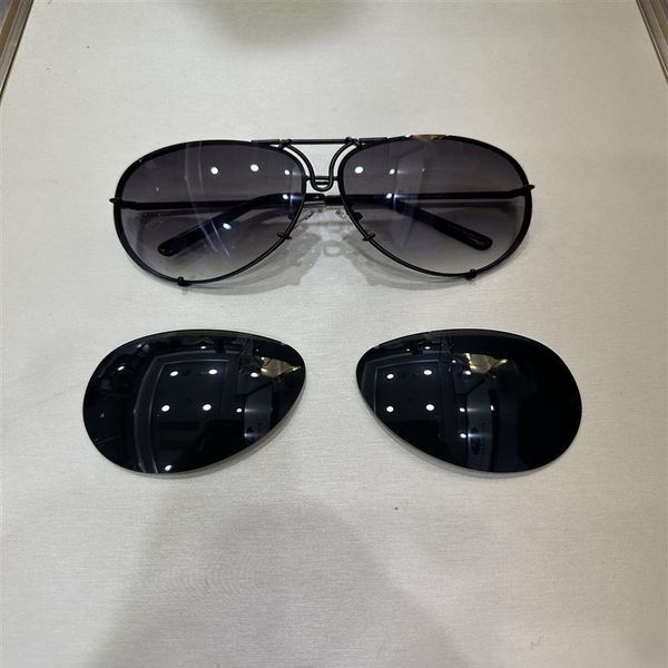 

car brand carerras sunglasses p8478 a mirror lens pilot frame with extra lens exchange car brand large size men brand designer196q, White;black