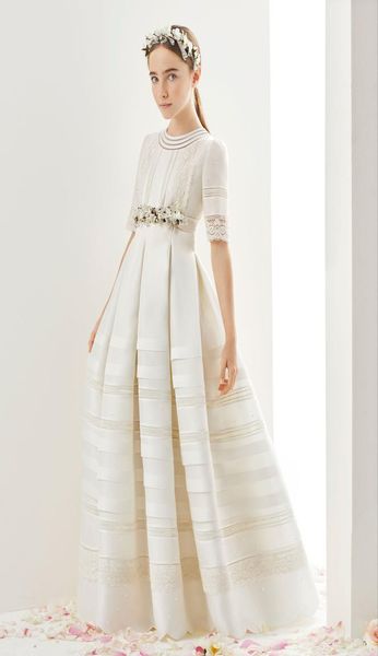 

ivory flower girls dresses for weddings half long sleeves lace hand made flower ruffles satin girls pageant dress first communion 2112288, White;blue