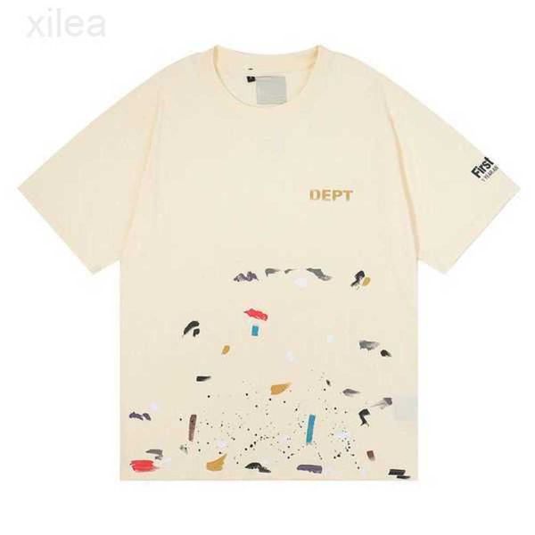 

gal lavin mens designer t shirt casual man womens tees hand-painted ink splash graffiti letters loose short-sleeved round neck clothes0m5jij, White;black