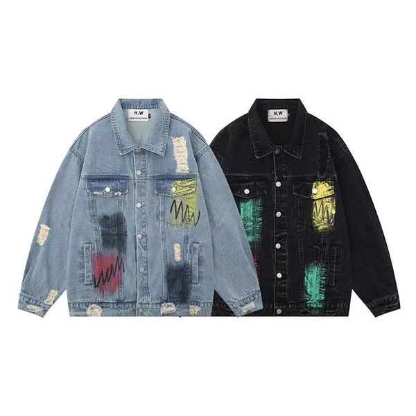 

men womens designers denim jackets mens casual winter coats branded fashion luxe back prints palm jacket stylist outwear clothes angels, Black;brown