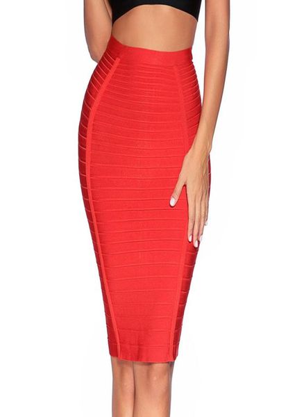 

8 colors plus size xl women zipper black blue orange red rayon bandage skirt designer a line skirt faldas6815382