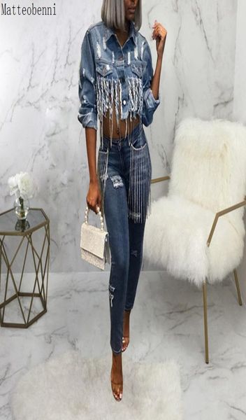 

ripped tassel jeans jacket women oversized crop denim jackets autumn fashion long sleeve casual slim short bomber jacket5241348, Black;brown