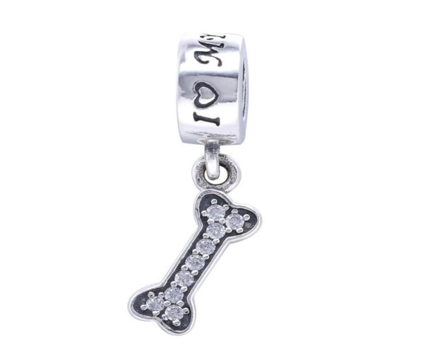 

dog bone charm pendants authentic 925 sterlingsilverjewelry dangle pave i love dog animal charms beads diy brand logo bracelets 1063530, Black