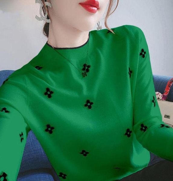 

women039s sweaters delicate embroidered sweater woman 2022 autumn and winter slim large undershirt students han version of long8708213, White;black