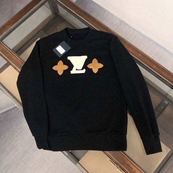 

2023s autumn and winter craft jacquard letter logo fashion long sleeve sweater student casual fleece hoodie x38, Black;brown