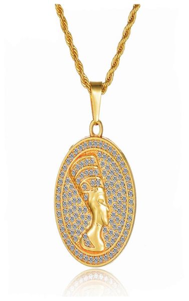 

new explosion ancient egyptian sphinx pharaoh head high hat pendant necklace golden jewelry african gift6714325, Silver